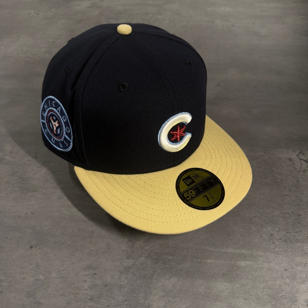New Era Chicago Cubs Hat 7 3/4 Navy‎ Tan City Connect Alternate 59Fifty Fitted
